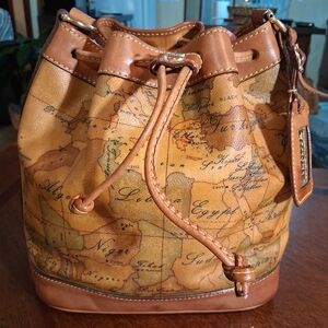 Vintage Map Print Bucket Bag
